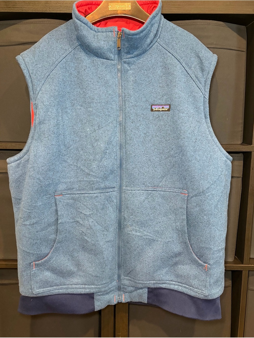 Patagonia Better Sweater Vest In Blue And Red Quilted Insulation Synchilla 2X